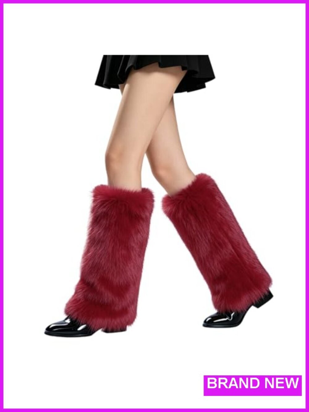 Faux Fur Furry Leg Warmers Winter Boot Covers with Satin Lining